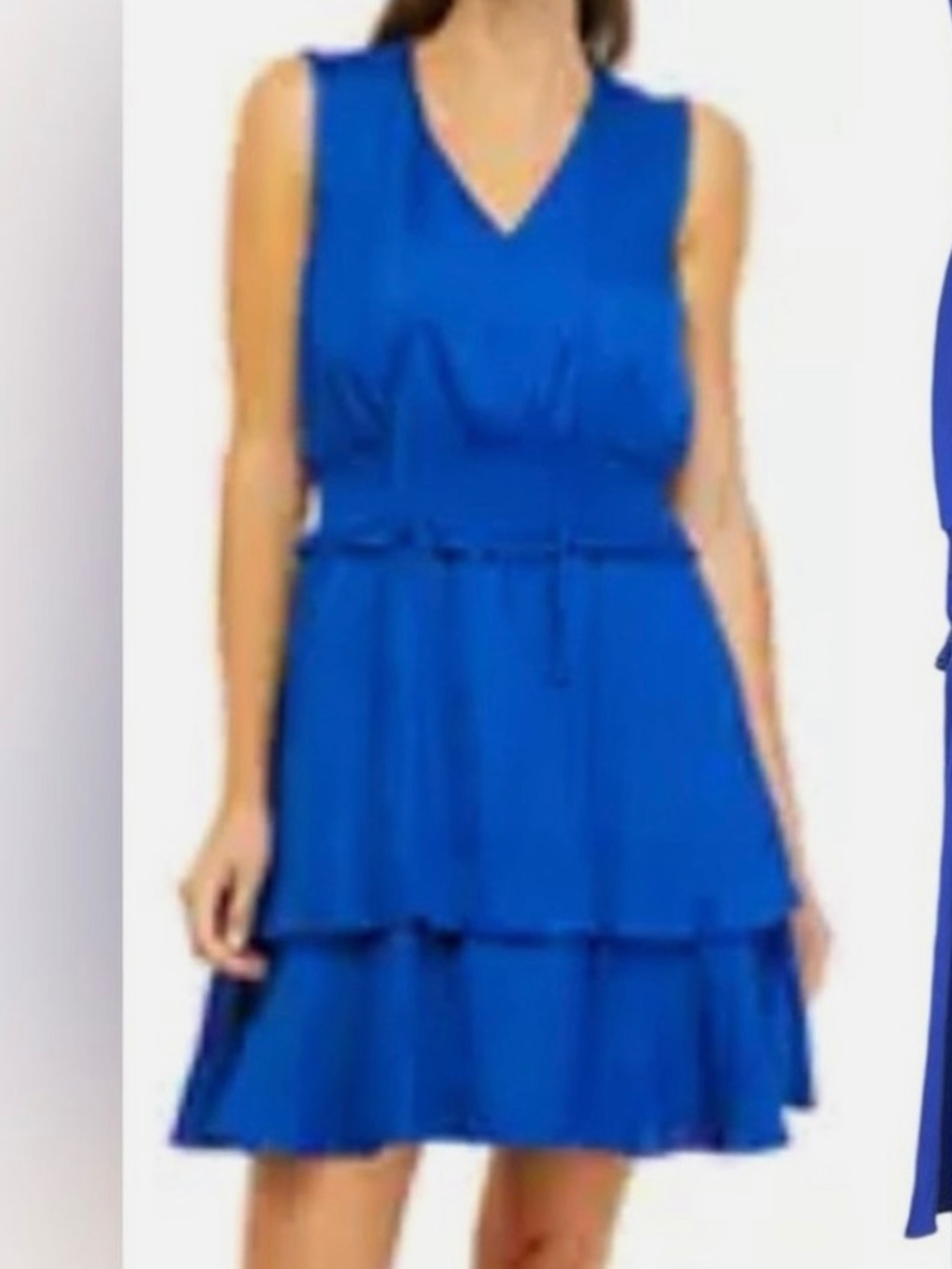 Sam Edelman Women's Sleeveless V-Neck Ruffle Tiered Dress Blue Size 8